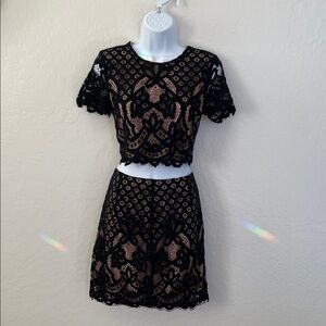 Black Tobi Forever Lace Co-Ord set (M Top L Skirt)